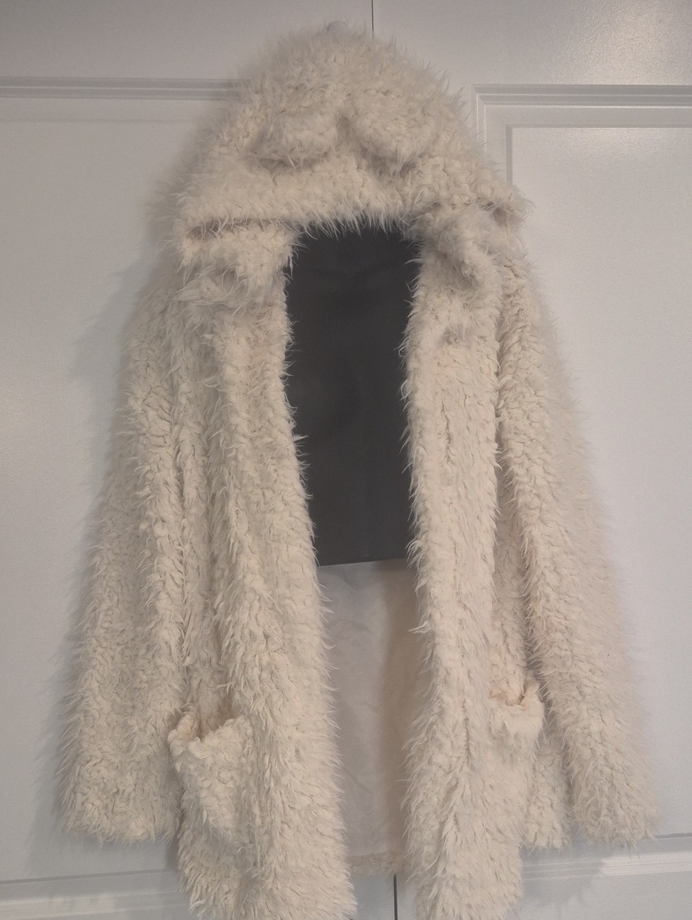 Cozy Hooded Faux Fur Coat in Cream